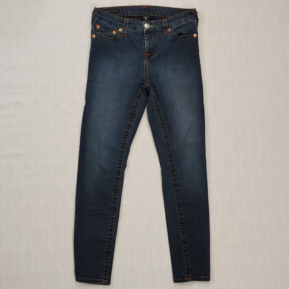 True Religion Halle Super Skinny Jeans Womens Size 31 Mid Rise Denim Blue